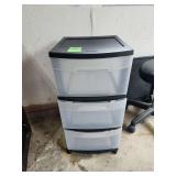 Plastic three drawer storage bin