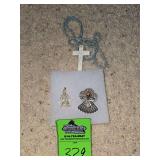 Rosary, angel broch and pendant