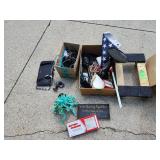 Miscellaneous items battery charger dash cam flag cleaners dolly