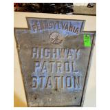 Cast iron Pennsylvania Highway Patrol Station sign