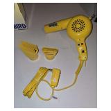 Conair pro yellow bird hair dryer with 2 attachments