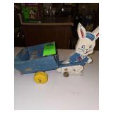 Vintage wooden rabbit decor