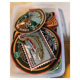 Box of assorted patches