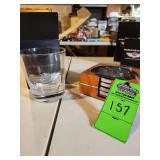 Harley Davidson glass and coasters