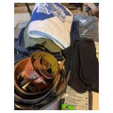 Assorted belts, socks, clothing
