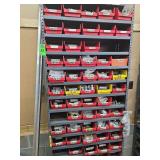 Metal shelf with contents
