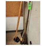 Shovels,  pick axe, miscellaneous
