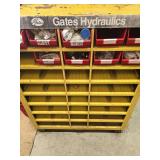 Metal shelf with contents