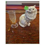 Light up glass vase and white cat bank