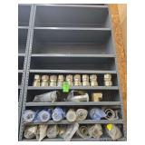 Metal shelf with contents