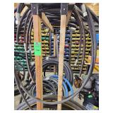 Wooden rack with miscellaneous hoses