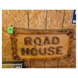 Wooden road house sign