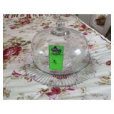 Glass cake dish and tray