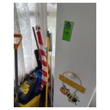 Closet with assorted outdoor and painting supplies
