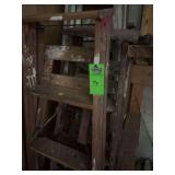 Four wooden ladders, one aluminum ladder