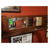 Vintage wooden shelf with mirror