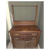 Antique washstand with 2 drawers and storage cabinet