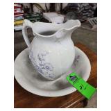 antique wash pitcher and basin set.