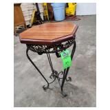 Vintage wooden hexagon rod iron end table