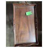 vintage two-tier side table, possibly a 1990s Ethan Allen narrow two-tier side table.