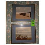 Set of 2 framed beach art work