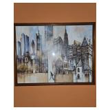 Monochromatic framed art work of Frankfurt Germany