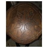 vintage mahogany pie crust-style tripod table with a carved pedestal base.