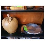 Serving trays and decorative apple