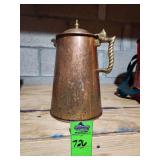 vintage Colonial Virginia hammered copper and brass coffee pot.