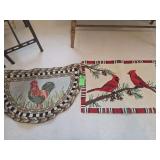Set of 2 rugs. 1 chicken and 1 cardinal