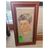 Framed portrait drawing