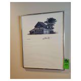 Barn print signed and numbered roughly 18x23 in