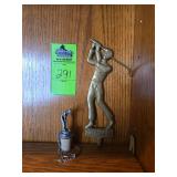 Golf wine stopper and wall hanger