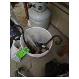 Garden tools bucket and stakes