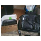 Leather brief case, assorted cosmetic bags