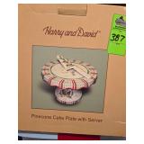 Harry and David Christmas cake plate with server
