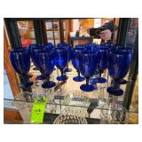 Goblet glass blueware total of 10