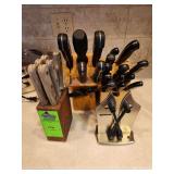 Kitchen knives, scissors and knife sharpener