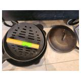 Cast-iron pot and skillets