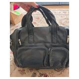 Leather brief case, assorted cosmetic bags