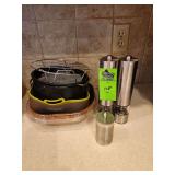 Salt, pepper, toothpick and bowls