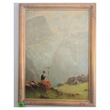 oil painting "High in the Mountains" by the Norwegian artist Hans Andreas Dahl.