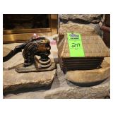 Bronze Lawn cabin and metal press