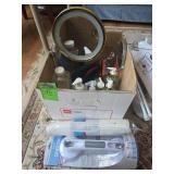 Miscellaneous hand soaps, soap fishes, mirrors,  grab bar, and anti-slip tub mat