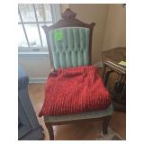 Vintage chair with heavy throw blanket