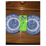 Set of 2 Betsy Ross "Historic Colonial Scenes" Liberty Blue made in England