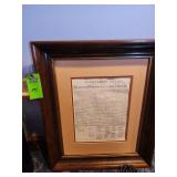 Copy of decoration of independence framed