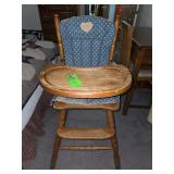 Vintage solid wood highchair with seat pad