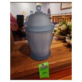 Glass Company satin frosted blue apothecary jar