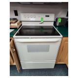 Magic Chef white electric stove with a glass ceramic cooktop